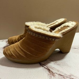 Cole Haan Womens Shoe D20787 Suede Devon Clog Mules Heel Size 7.5